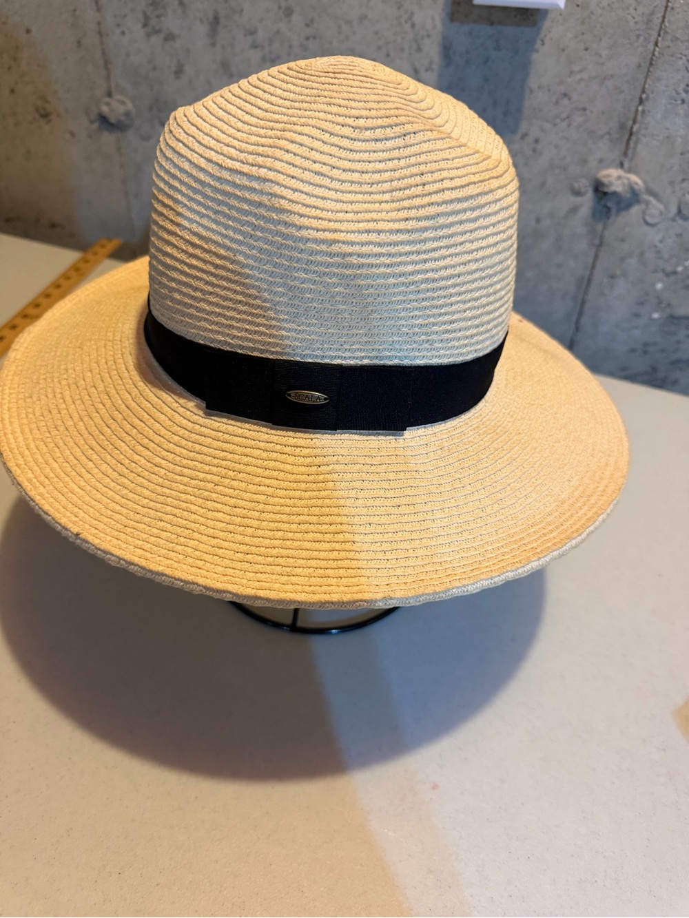 Scala Cream Straw Fedora with Black Ribbon